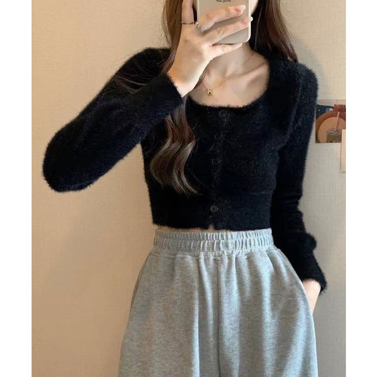 ショート丈シャギーニットカーディガン トップス カーディガン | kirakiraShop  | 詳細画像4 