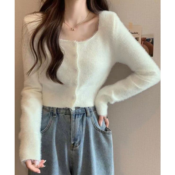 ショート丈シャギーニットカーディガン トップス カーディガン | kirakiraShop  | 詳細画像6 