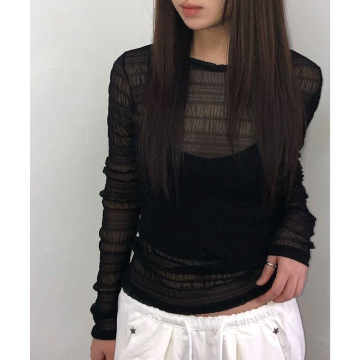 ブラック | シアーシャーリングトップス トップス シアー | kirakiraShop 