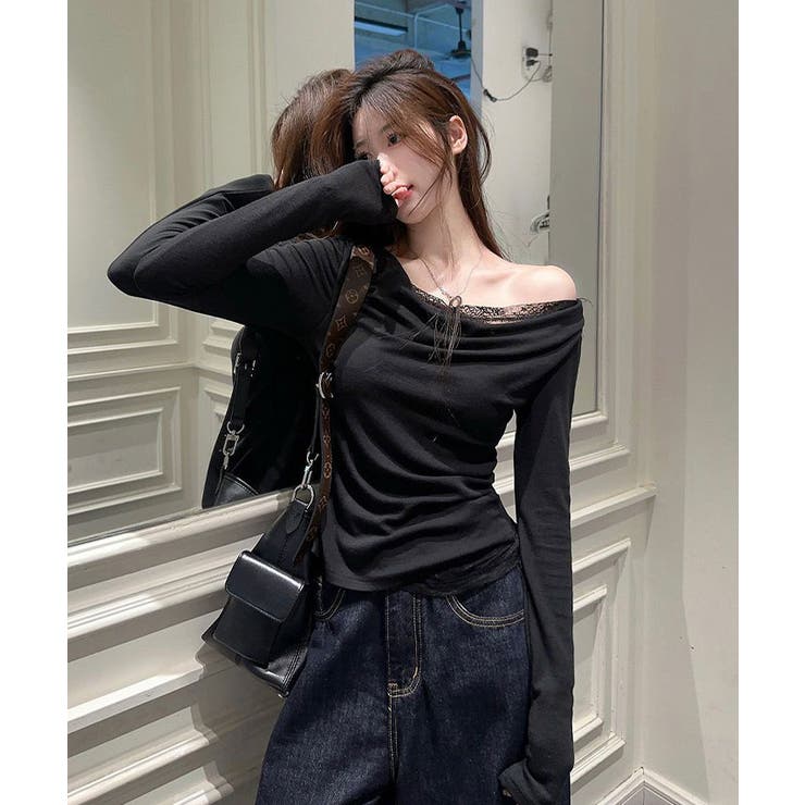 レイヤードワンショルダーレーストップス トップス ワンショルダー | kirakiraShop  | 詳細画像3 