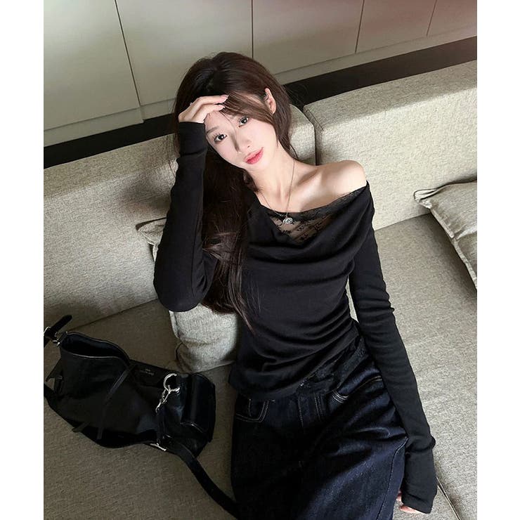 レイヤードワンショルダーレーストップス トップス ワンショルダー | kirakiraShop  | 詳細画像6 