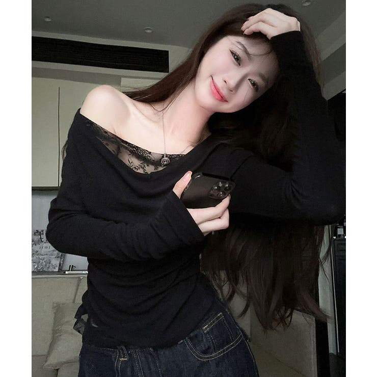 レイヤードワンショルダーレーストップス トップス ワンショルダー | kirakiraShop  | 詳細画像7 