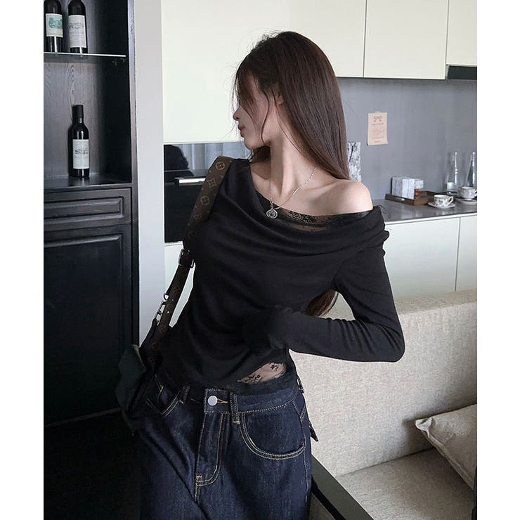 レイヤードワンショルダーレーストップス トップス ワンショルダー | kirakiraShop  | 詳細画像8 