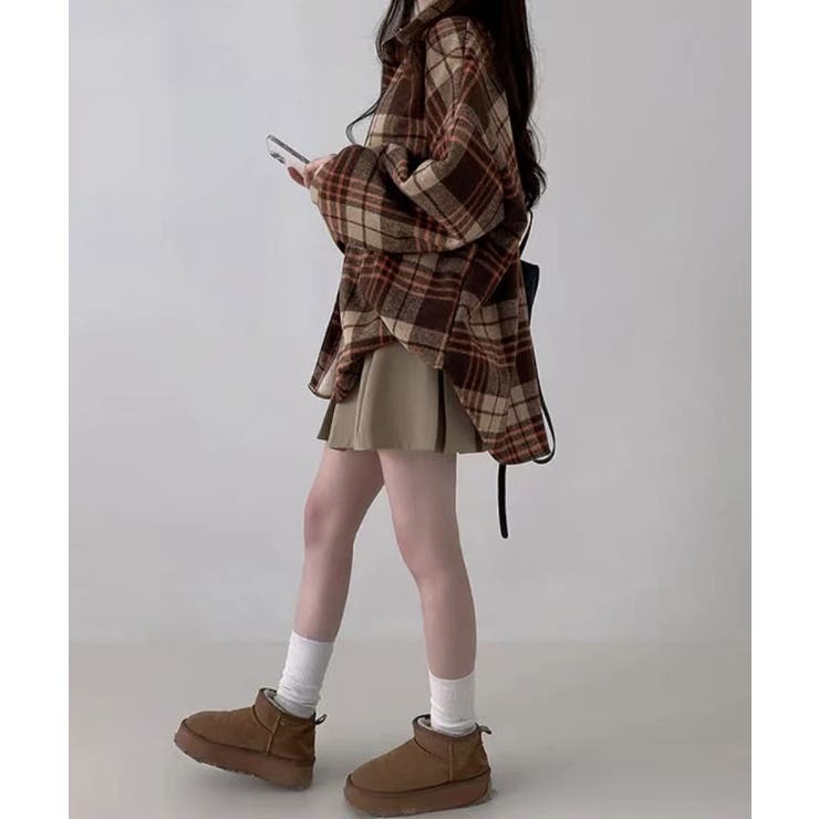 裏起毛チェックオーバーサイズシャツ ユニセックス トップス | kirakiraShop  | 詳細画像11 
