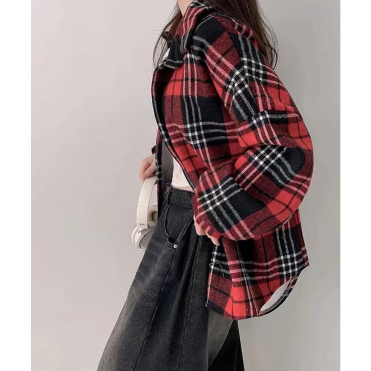 裏起毛チェックオーバーサイズシャツ ユニセックス トップス | kirakiraShop  | 詳細画像25 