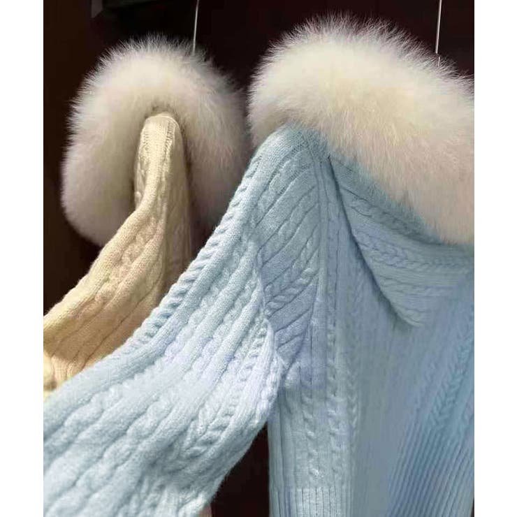 エコファーフードケーブルニットジップカーディガン トップス ケーブルニット | kirakiraShop  | 詳細画像14 