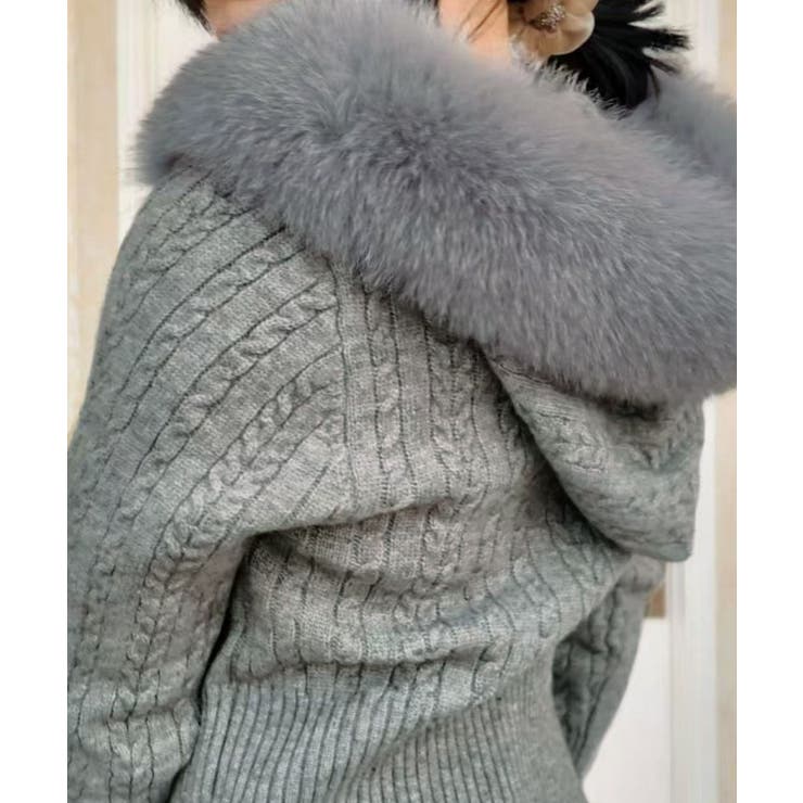 エコファーフードケーブルニットジップカーディガン トップス ケーブルニット | kirakiraShop  | 詳細画像8 