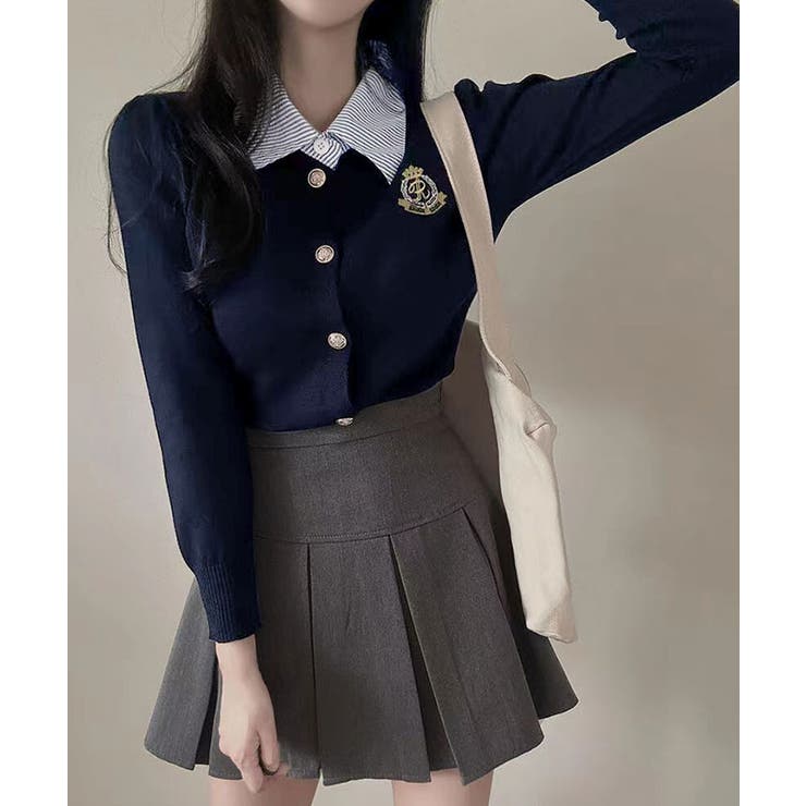 レイヤード風ストライプシャツカーディガン トップス カーディガン | kirakiraShop  | 詳細画像5 