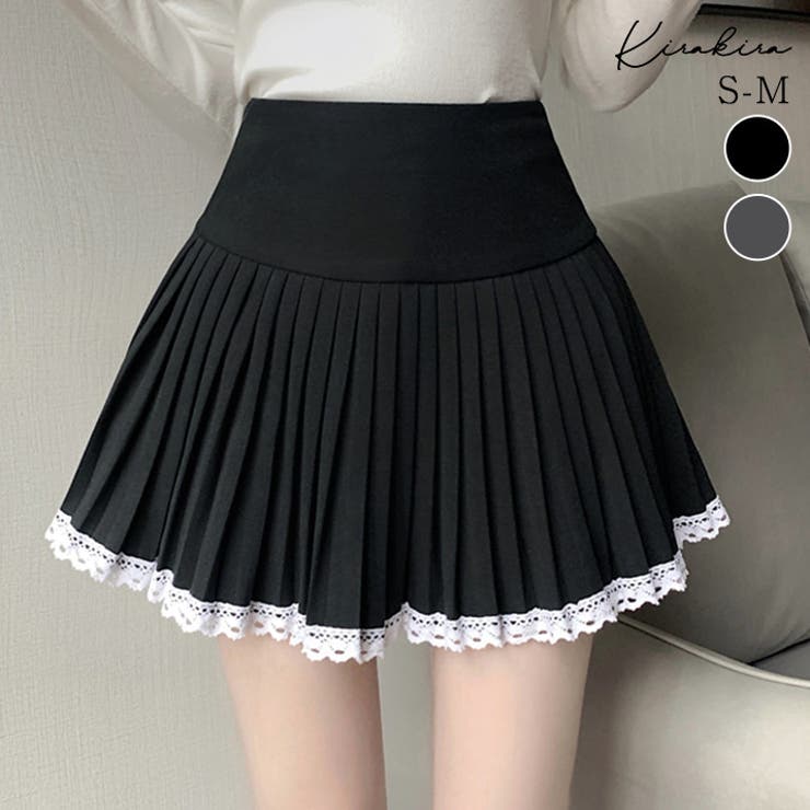 レースパイピングミニプリーツスカート ボトムス ミニスカート | kirakiraShop  | 詳細画像1