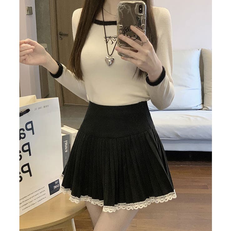 レースパイピングミニプリーツスカート ボトムス ミニスカート | kirakiraShop  | 詳細画像6
