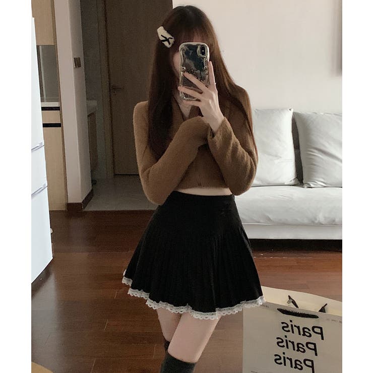 レースパイピングミニプリーツスカート ボトムス ミニスカート | kirakiraShop  | 詳細画像7