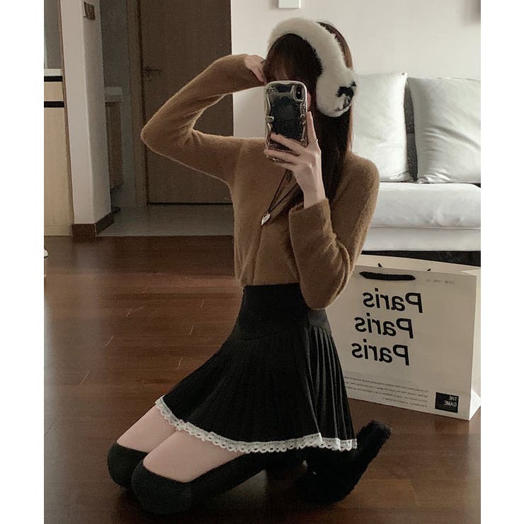 レースパイピングミニプリーツスカート ボトムス ミニスカート | kirakiraShop  | 詳細画像9