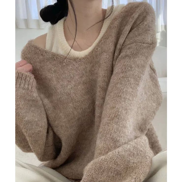 ニットインナーキャミ付きニットプルオーバー2点セット トップス アンサンブル | kirakiraShop  | 詳細画像17 