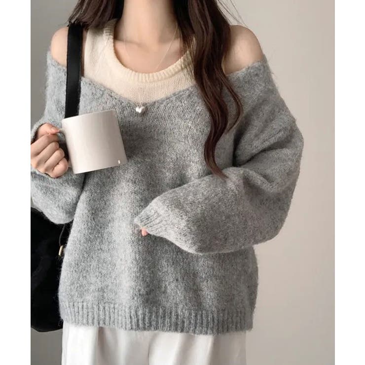 ニットインナーキャミ付きニットプルオーバー2点セット トップス アンサンブル | kirakiraShop  | 詳細画像26 