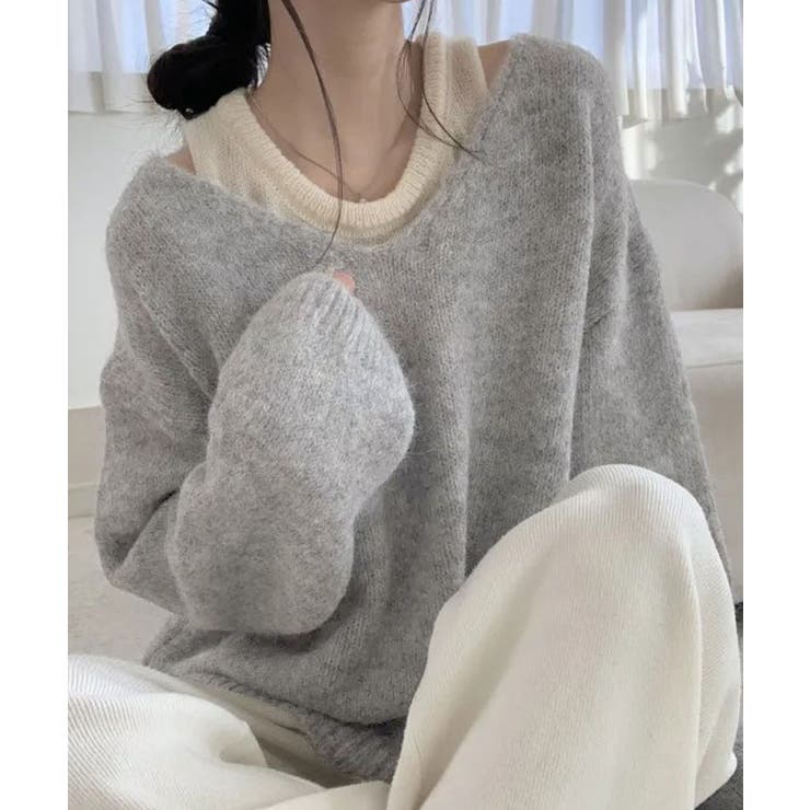 ニットインナーキャミ付きニットプルオーバー2点セット トップス アンサンブル | kirakiraShop  | 詳細画像30 