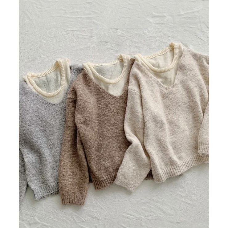ニットインナーキャミ付きニットプルオーバー2点セット トップス アンサンブル | kirakiraShop  | 詳細画像31 
