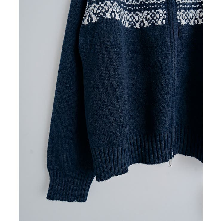 ノルディック柄ダブルジップニットカーディガン トップス ニット | kirakiraShop  | 詳細画像15 