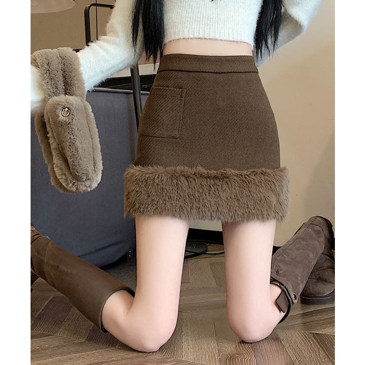 フェイクファー切り替えミニスカート ボトムス ミニスカート | kirakiraShop  | 詳細画像5 