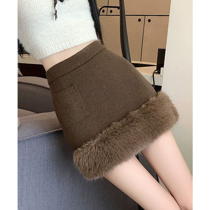 フェイクファー切り替えミニスカート ボトムス ミニスカート | kirakiraShop  | 詳細画像6 