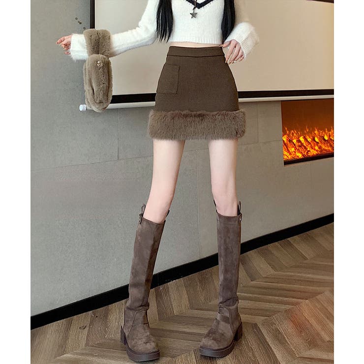 フェイクファー切り替えミニスカート ボトムス ミニスカート | kirakiraShop  | 詳細画像7 