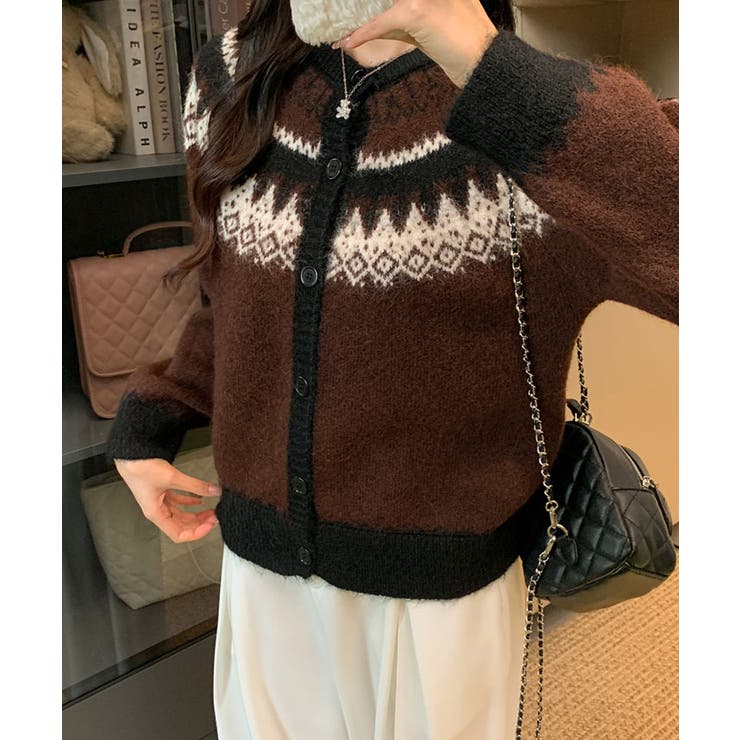 ノルディック柄シャギーカーディガン トップス カーディガン | kirakiraShop  | 詳細画像12 