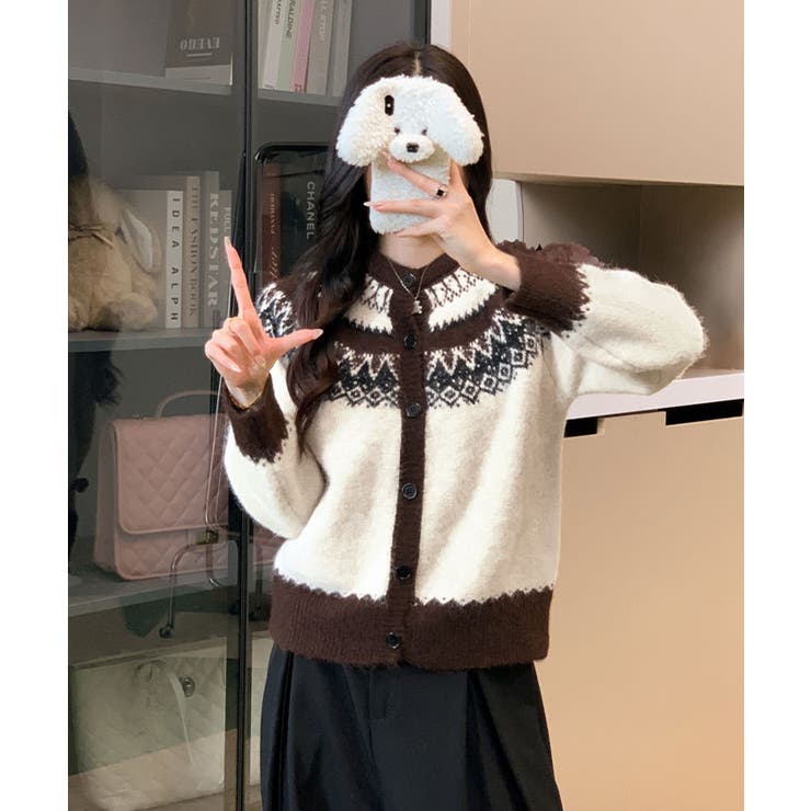 ノルディック柄シャギーカーディガン トップス カーディガン | kirakiraShop  | 詳細画像5 