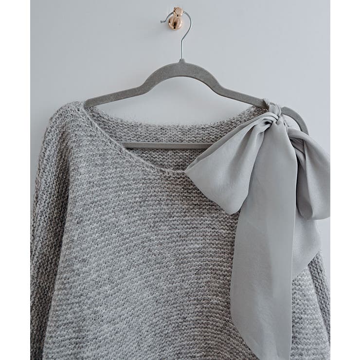 スパンコールワンショルダーリボンニット トップス ニット | kirakiraShop  | 詳細画像6 