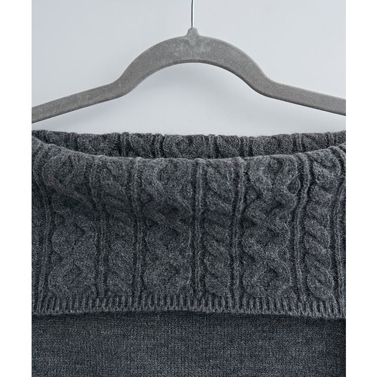 ケーブルデザインオフショルダーリボンニット トップス ニット | kirakiraShop  | 詳細画像10 