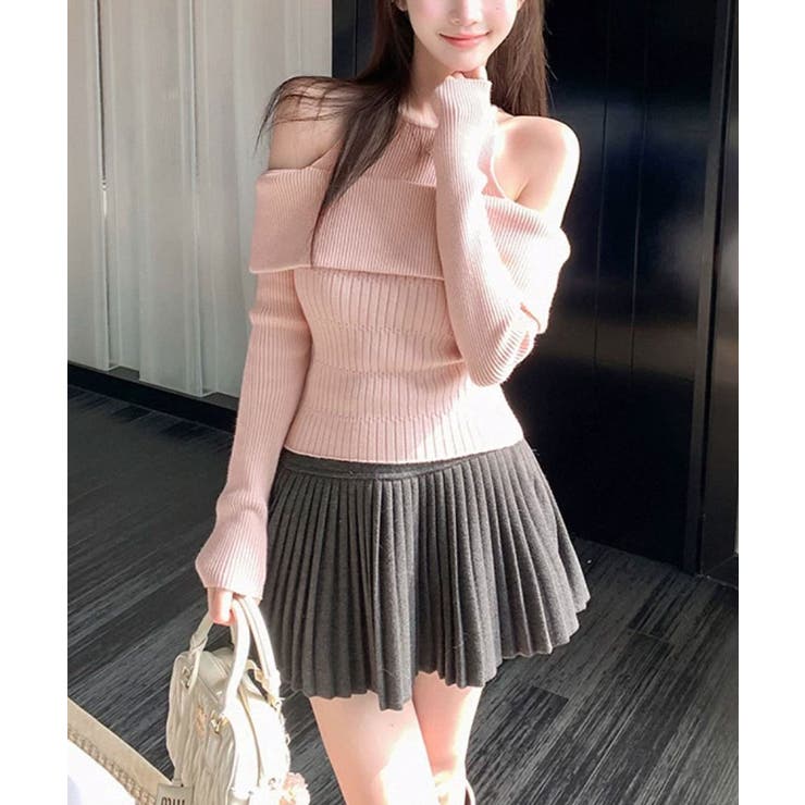 オフショルダーリブドッキングニットトップス トップス ニット | kirakiraShop  | 詳細画像4 