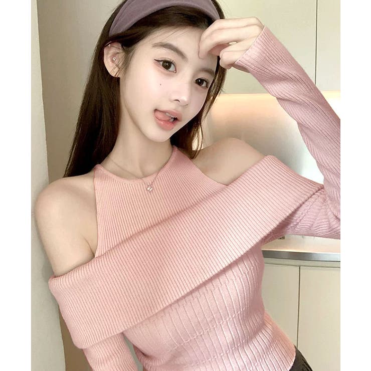 オフショルダーリブドッキングニットトップス トップス ニット | kirakiraShop  | 詳細画像5 