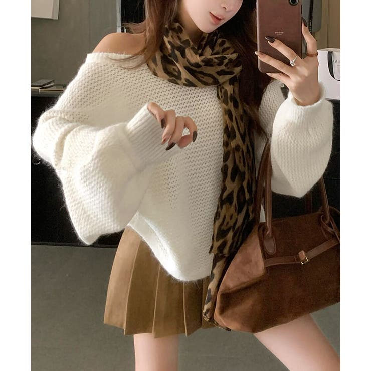 バックリボンデザインシャギーニット トップス ニット | kirakiraShop  | 詳細画像2 