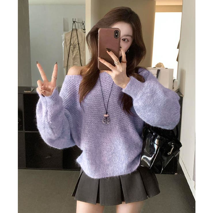 バックリボンデザインシャギーニット トップス ニット | kirakiraShop  | 詳細画像11 