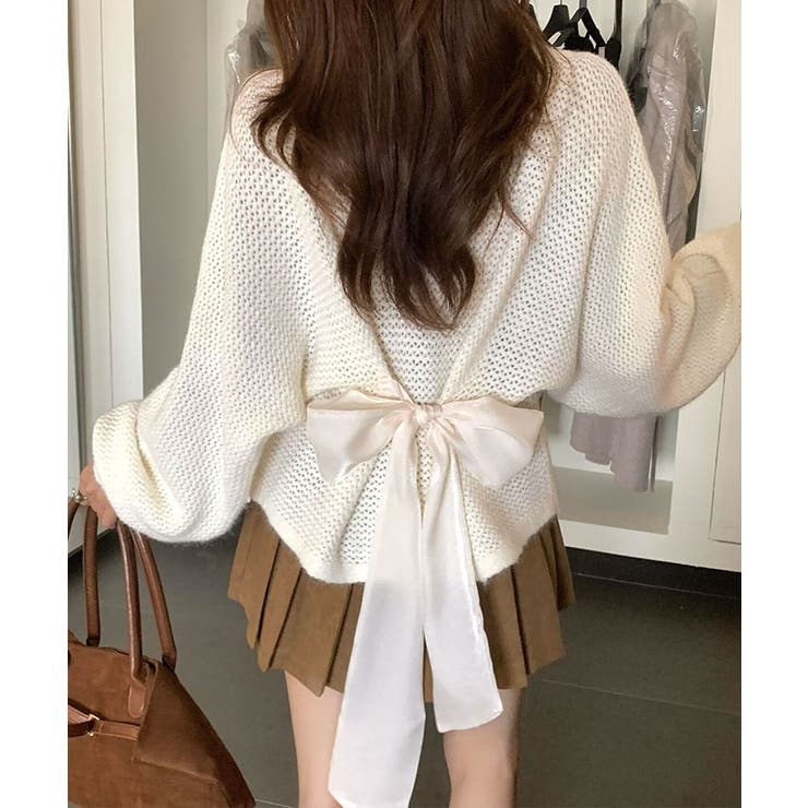 バックリボンデザインシャギーニット トップス ニット | kirakiraShop  | 詳細画像4 