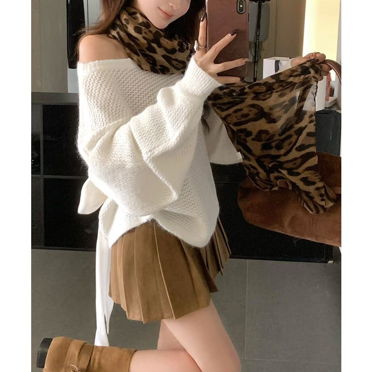 バックリボンデザインシャギーニット トップス ニット | kirakiraShop  | 詳細画像6 