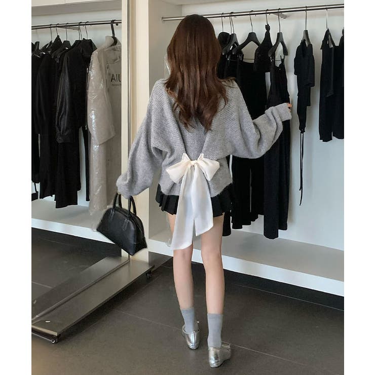 バックリボンデザインシャギーニット トップス ニット | kirakiraShop  | 詳細画像7 