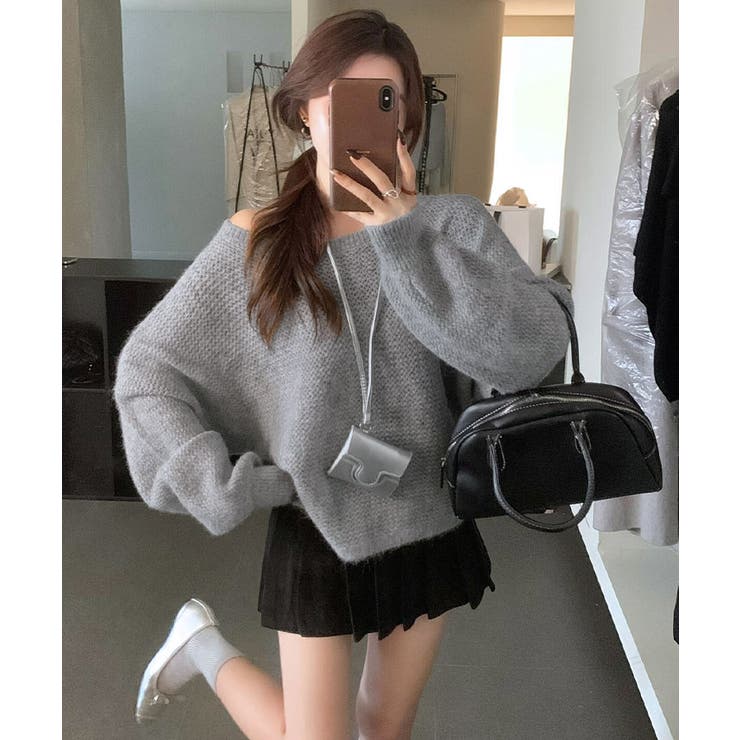 バックリボンデザインシャギーニット トップス ニット | kirakiraShop  | 詳細画像8 