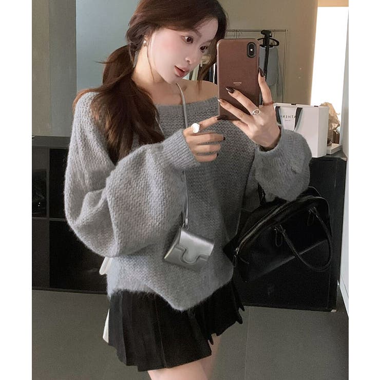 バックリボンデザインシャギーニット トップス ニット | kirakiraShop  | 詳細画像9 