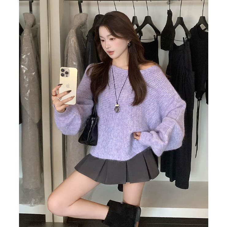 バックリボンデザインシャギーニット トップス ニット | kirakiraShop  | 詳細画像10 