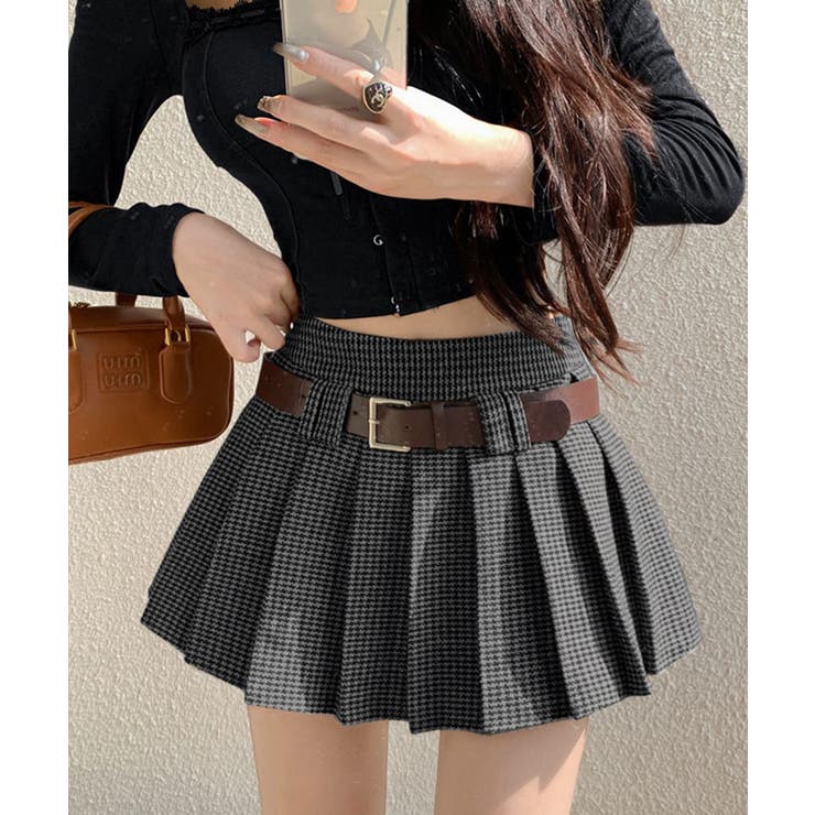 ベルト付きチェックプリーツミニスカート スカート ミニスカート | kirakiraShop  | 詳細画像5 