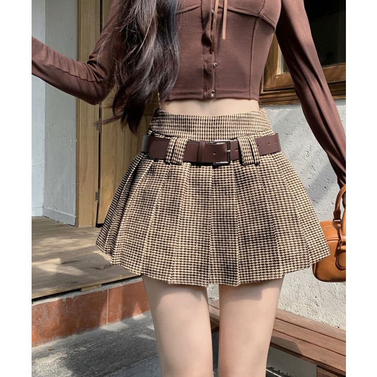 ベルト付きチェックプリーツミニスカート スカート ミニスカート | kirakiraShop  | 詳細画像7 