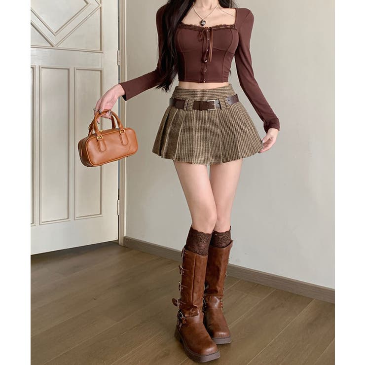 ベルト付きチェックプリーツミニスカート スカート ミニスカート | kirakiraShop  | 詳細画像9 