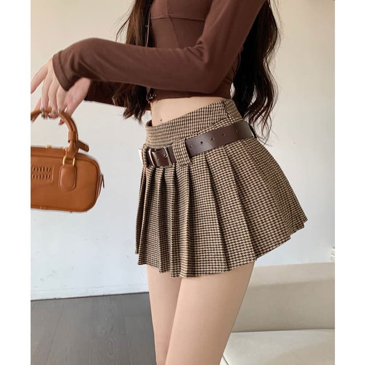 ベルト付きチェックプリーツミニスカート スカート ミニスカート | kirakiraShop  | 詳細画像10 