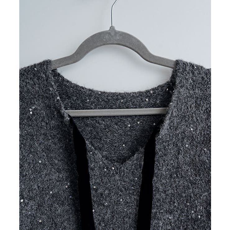 ベロアリボン付きスパンコールニットプルオーバー トップス ニット | kirakiraShop  | 詳細画像18 