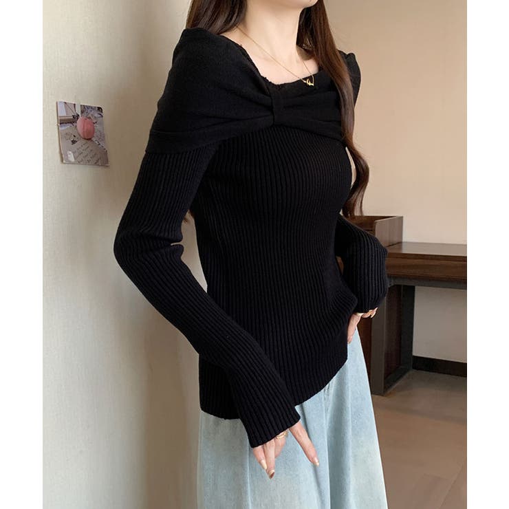 リボンリブニットトップス トップス ニット | kirakiraShop  | 詳細画像4 