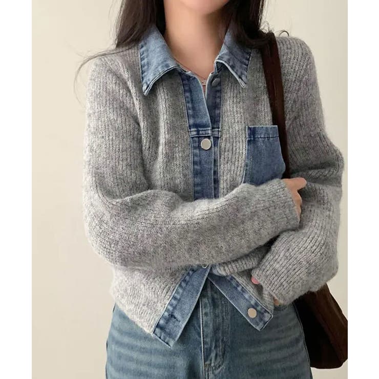 デニムドッキングカーディガン トップス ニット | kirakiraShop  | 詳細画像11 