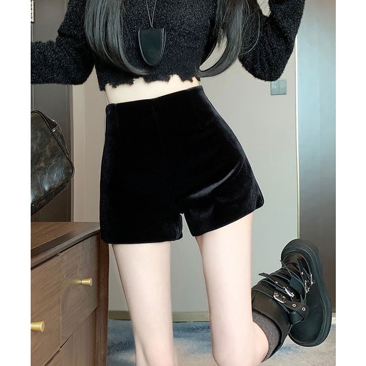ベロアタッチハイウエストショートパンツ パンツ ショートパンツ | kirakiraShop  | 詳細画像2 