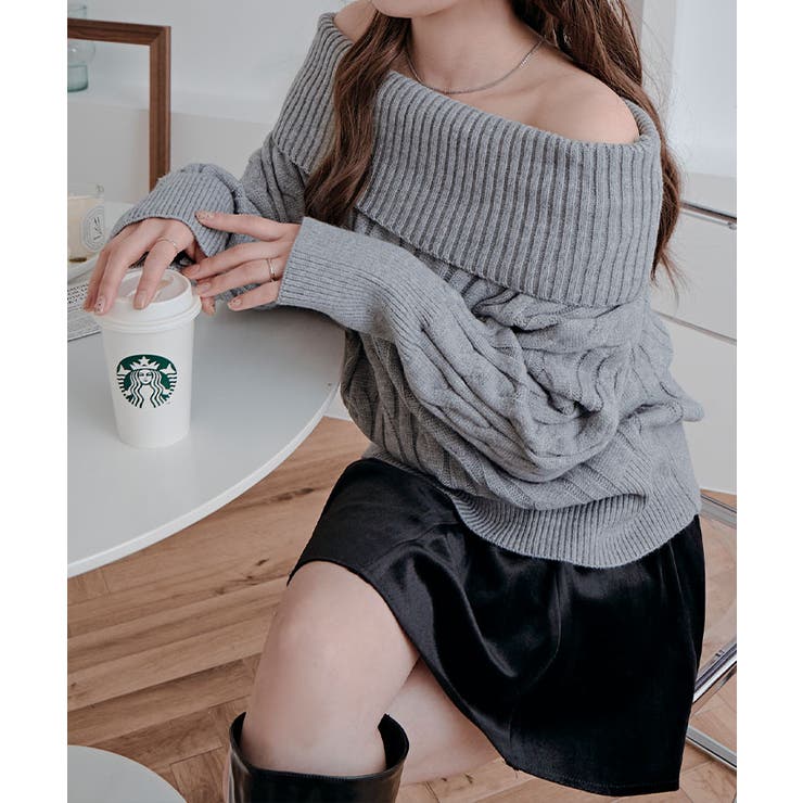 オフショルダーケーブルニットトップス トップス ニット | kirakiraShop  | 詳細画像27 