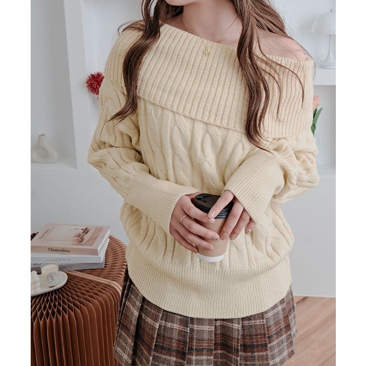 オフショルダーケーブルニットトップス トップス ニット | kirakiraShop  | 詳細画像4 