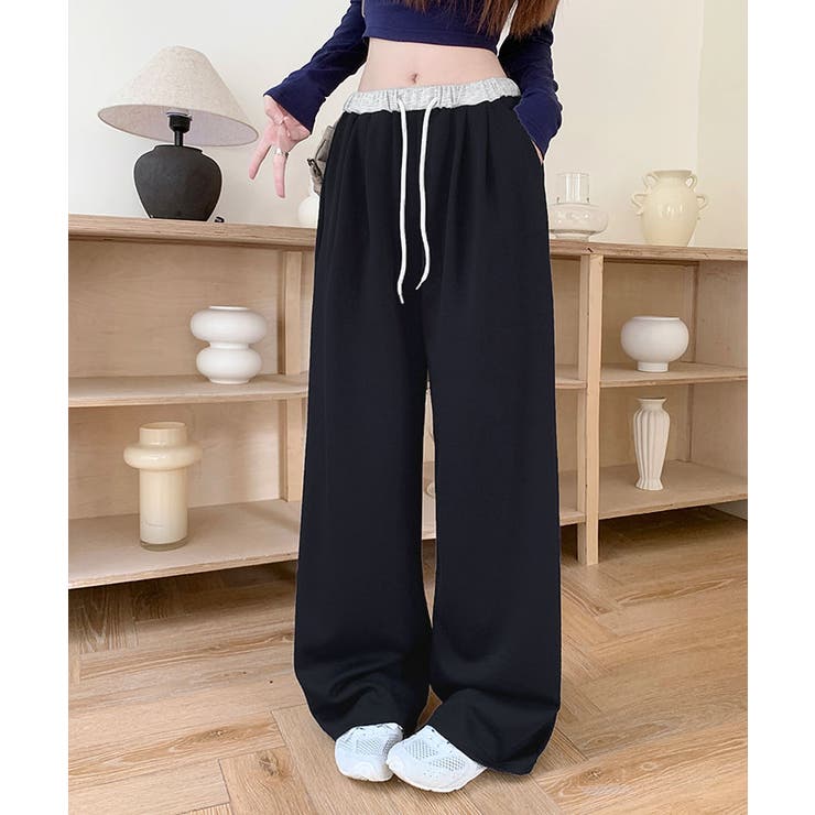 配色ウエスト ワイドイージーパンツ ボトムス | kirakiraShop  | 詳細画像16 