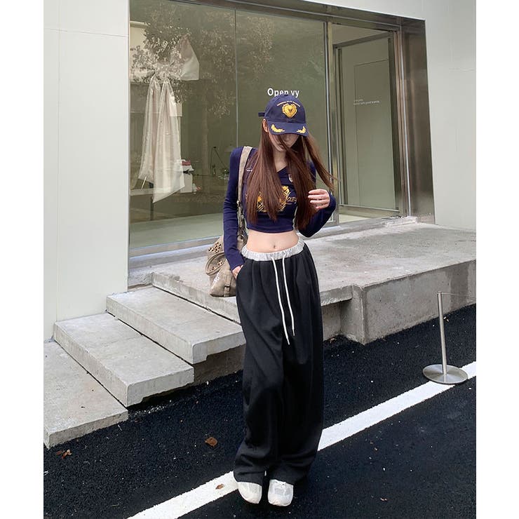 配色ウエスト ワイドイージーパンツ ボトムス | kirakiraShop  | 詳細画像17 